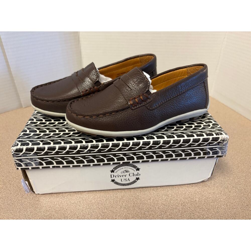 NIB Kids SZ 11 Driver Club USA Penny Driving Loafer Moccasin Shoe Brown Leather
